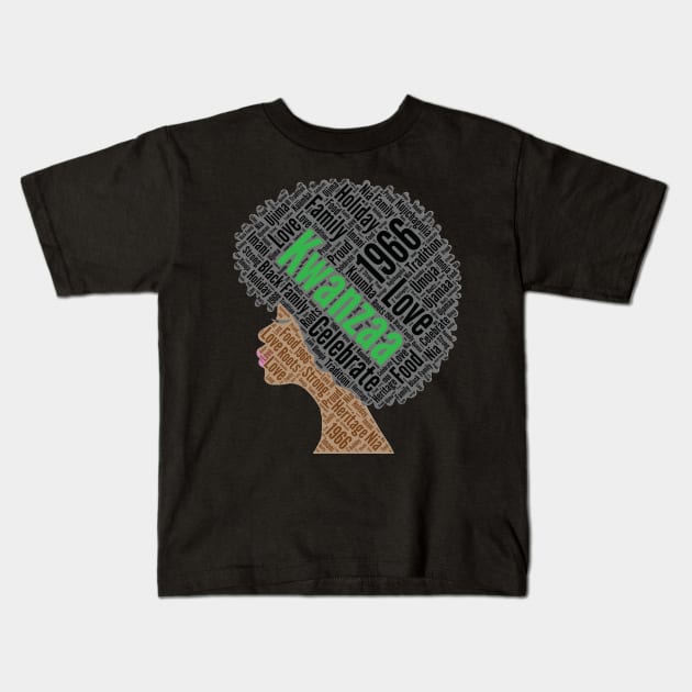 Kwanzaa Natural Hair Afro Kids T-Shirt by blackartmattersshop